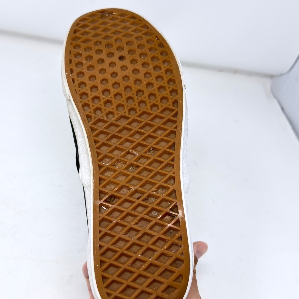 Vans Classic Slip On Shoes Black Perforated Leather Mens 9.5 Womens 11 Sneakers - Picture 7 of 14